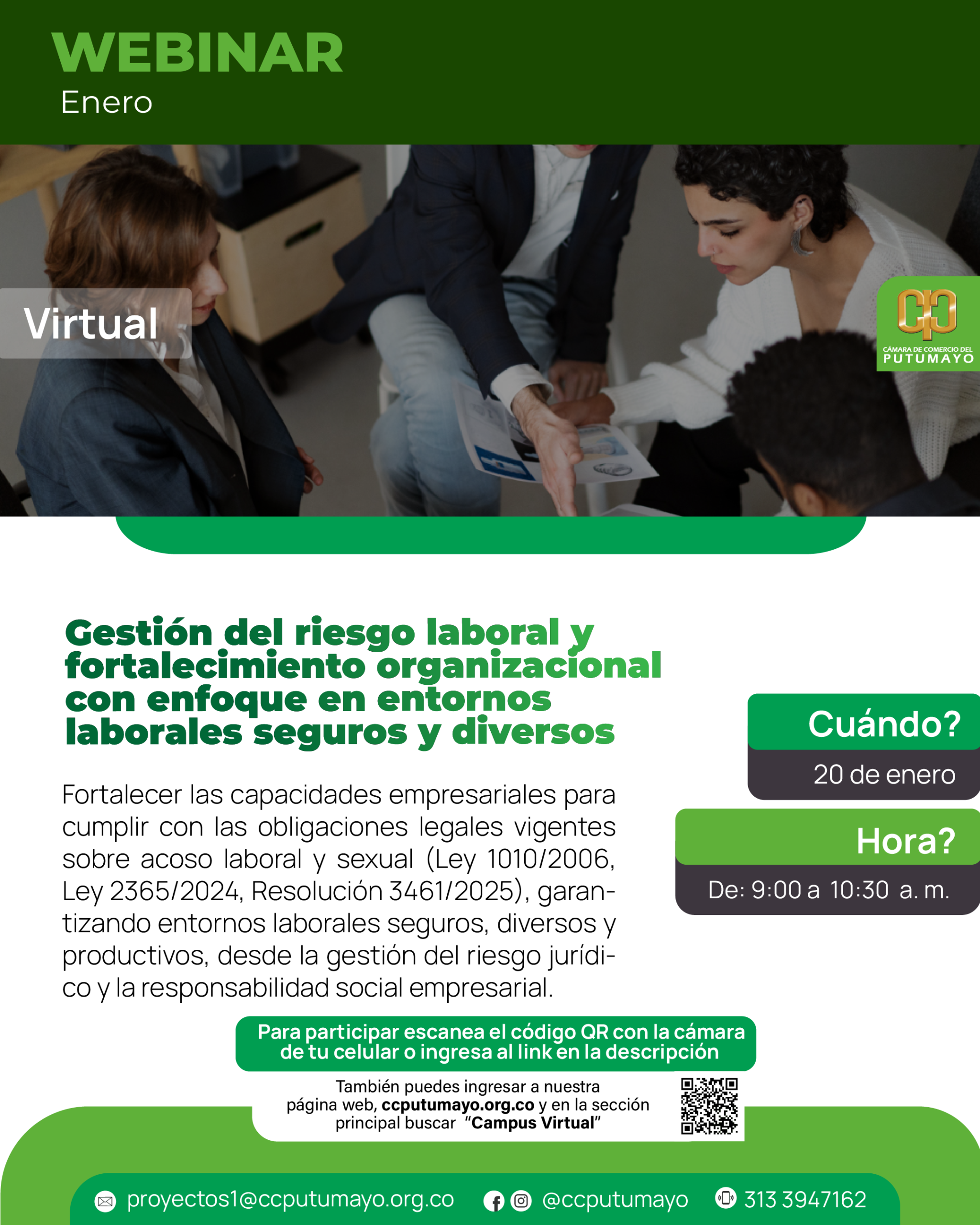 Gestión del riesgo laboral y fortalecimiento organizacional con enfoque en entornos laborales seguros y diversos.