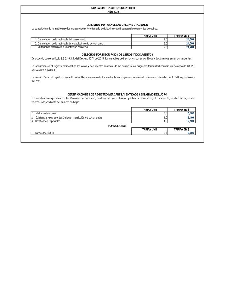 Tabla Tarifas Registro Mercantil y ESAL 2026_page-0002