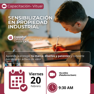 Pieza publicitaria información de capacitación Protege tus ideas y fortalece tu negocio