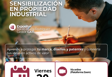 Pieza publicitaria información de capacitación Protege tus ideas y fortalece tu negocio